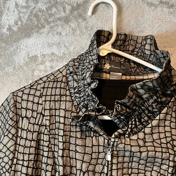 Damee Inc 2 Piece Set Black Gold Long Sleeve Jacket & Tank Size Medium - Picture 8 of 8